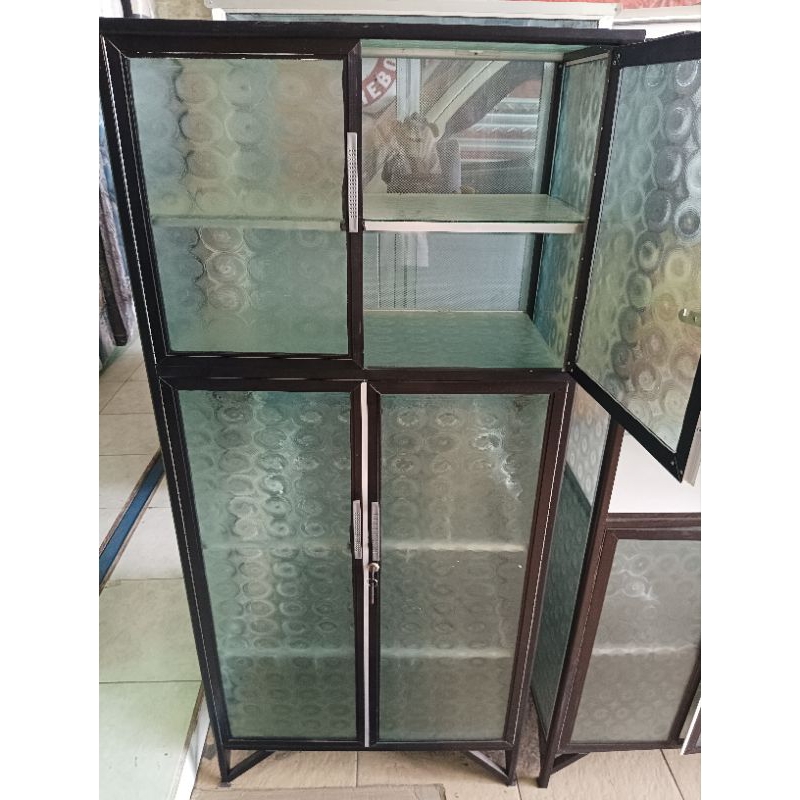 Lemari dapur rak piring aluminium 2 pintu