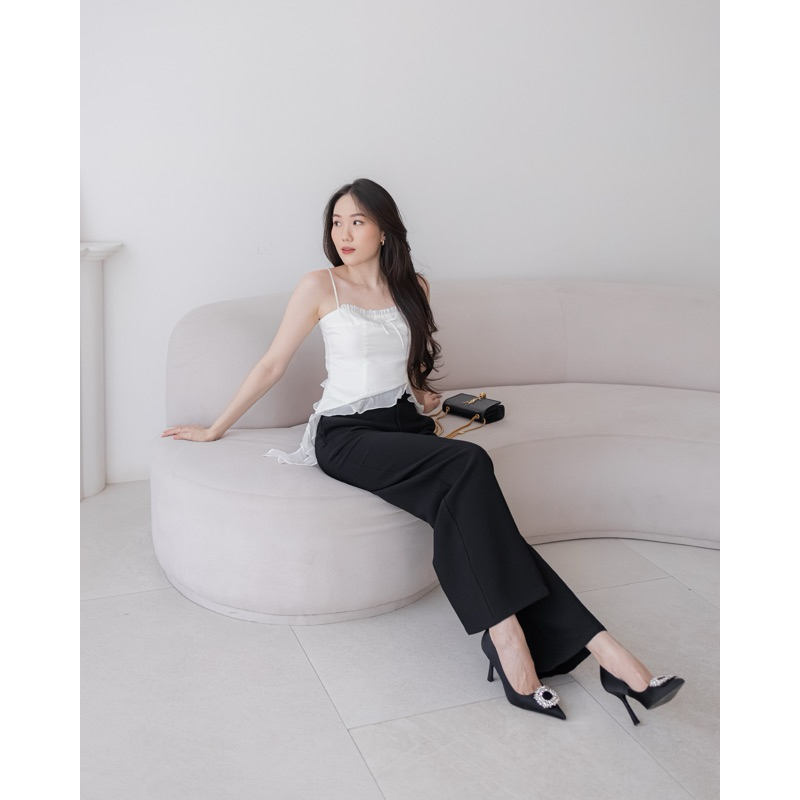 LEVAENT - Jane Top Atasan Wanita Tank Top Black White