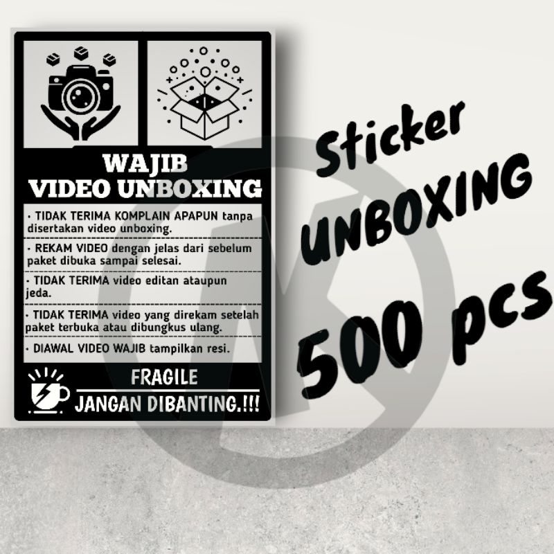 

Sticker VIDEO UNBOXING FRAGILE 500pcs 50x70mm Murah Stiker
