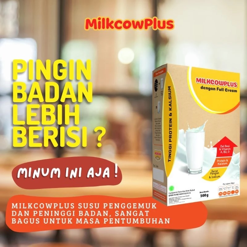

MILKCOWPLUS 500gr Full cream Tinggi Protein dan Kalsium untuk Penambah Berat dan Tinggi Badan Anak