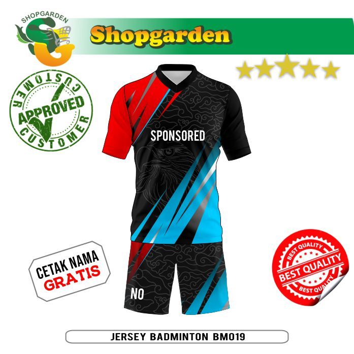 Custom Jersey Kaos Jersey Setelan Badminton BM019 Kaos Jersey Printing Dewasa Premium | SHOPGARDEN