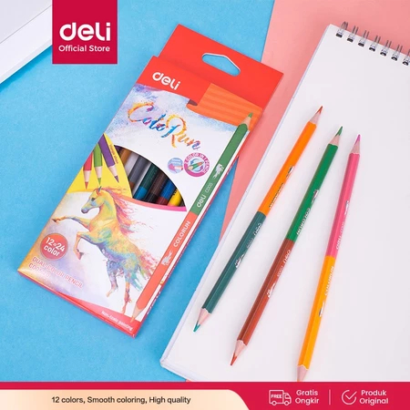 

Deli pensil warna dua sisi 12 & 6 warna duocolor bicolor pencils - EC00500