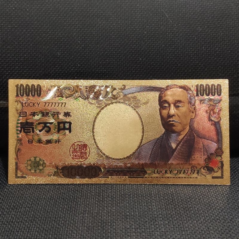 Souvenir Uang Emas Gold Foil 10.000 JPY Yen Jepang Japan