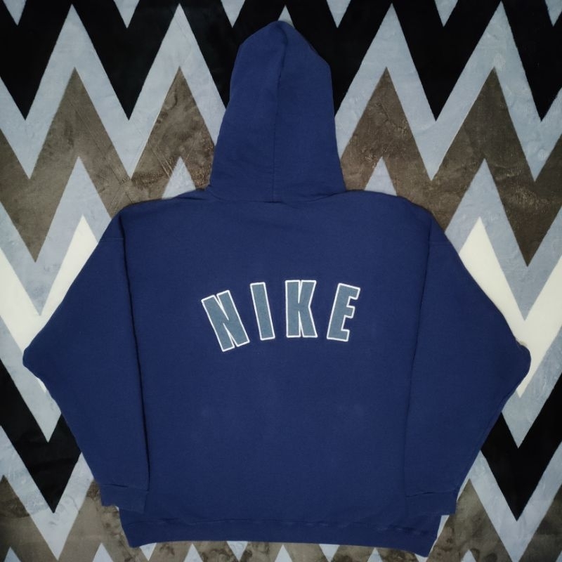 Nike Center Swoosh Hoodie with Spellout Backhit Navy