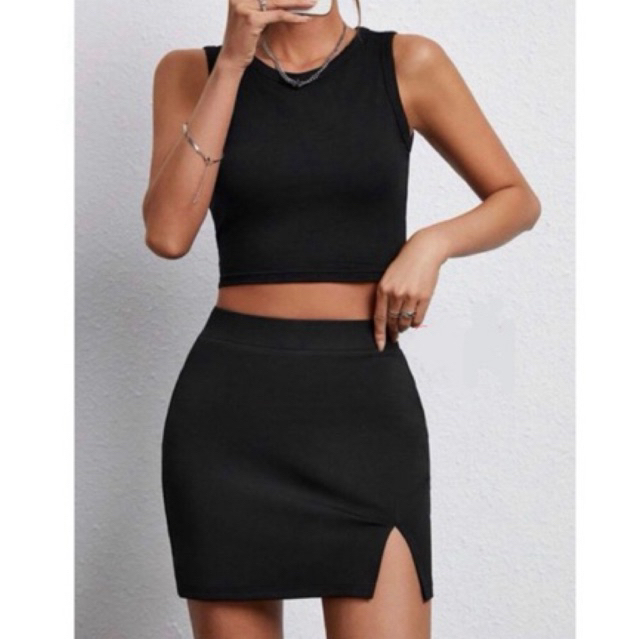 Beachwear studio - mini skirt stretch knit with slit