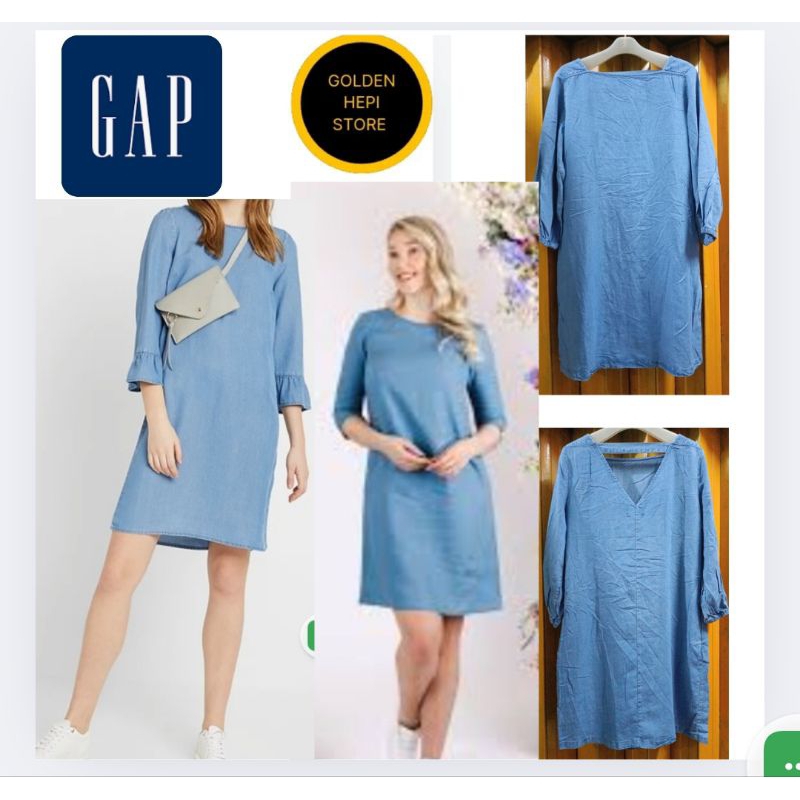 DRESS DENIM GAP MAXI DRESS BAHAN LEMBUT ORIGINAL BRANDEDED