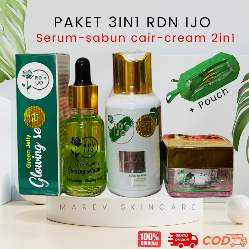 PAKET 3in1 SERUM SABUN MUKA CREAM SIANG MALAM RDN IJO