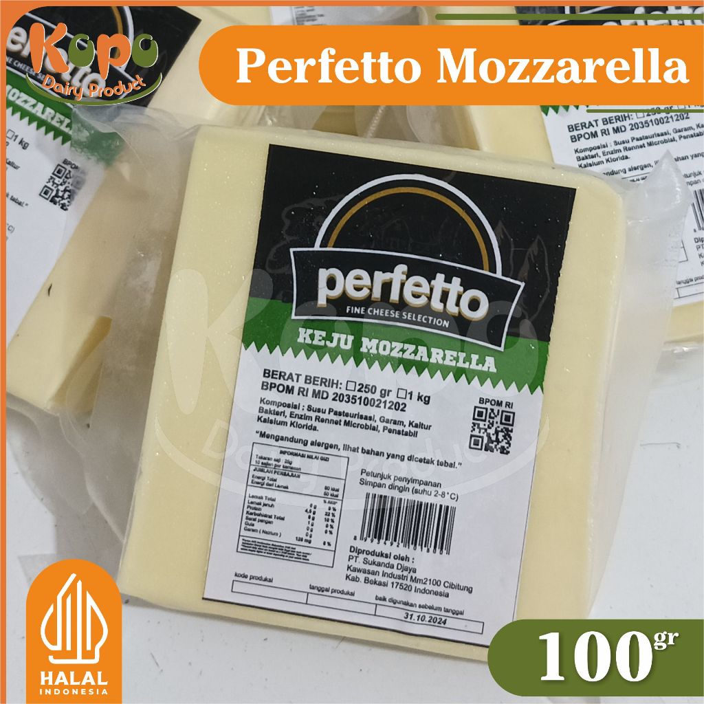 

Keju Mozzarella Perfetto - Mozzarella Chesse Perfetto (100gr) - Halal NEW EXP