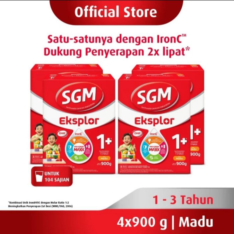 SGM Eksplor 1+ Madu / Vanilla 900gr ×4
