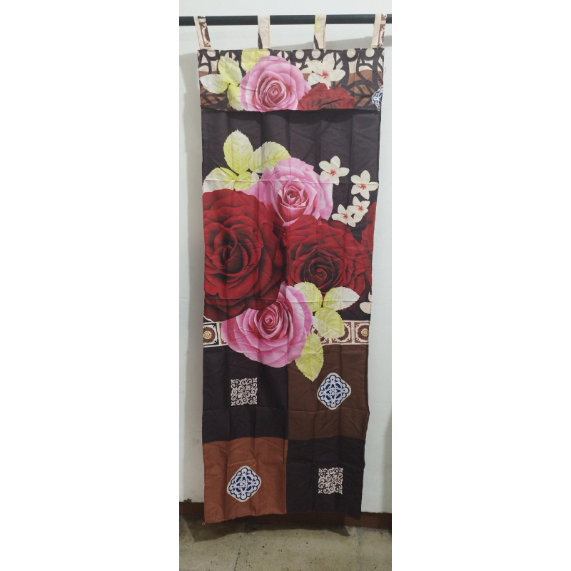 [ JENDELA ] GORDEN TALI JENDELA + PONI MOTIF BUNGA MAWAR MERAH