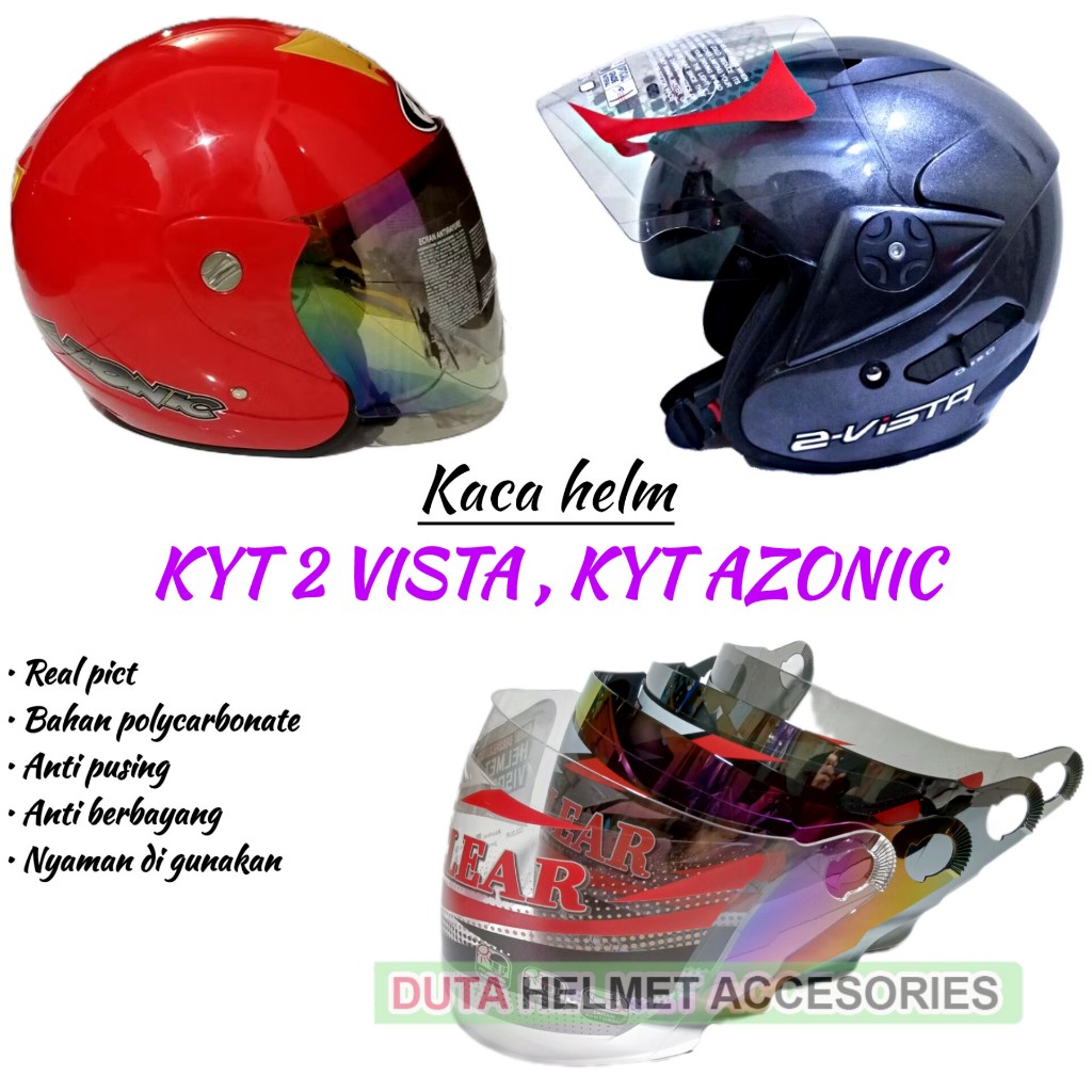 Kaca helm KYT 2 VISTA visor helmet kyt AZONIC 2vista pelangi silver hitam