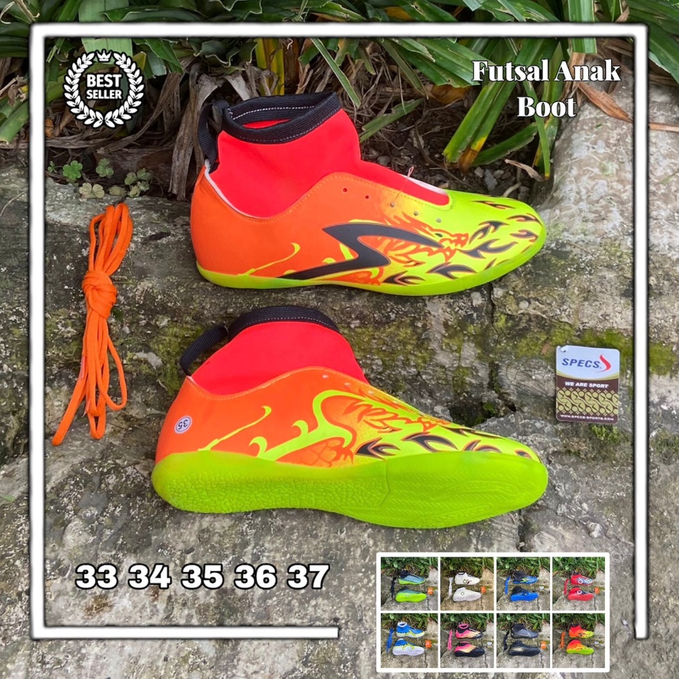 Ready Terunik Sepatu Futsal Anak Boots Sol Karet Lentur Specs Dragon Termurah