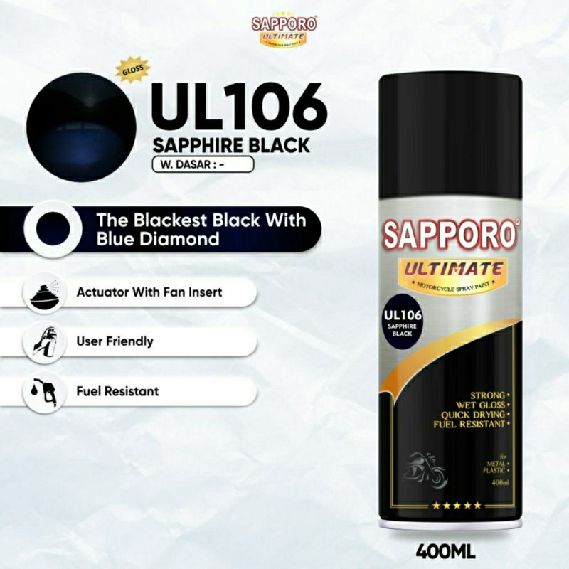 #MAU# Cat Semprot Sapporo Ultimate UL106 Sapphire Black 400ml Hitam Metallic Mutiara Biru Pearl Cat 