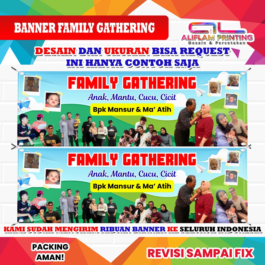 CETAK BANNER SPANDUK FAMILY GATHERING COSTUM | GRATIS DESAIN | Revisi Sampai Fix