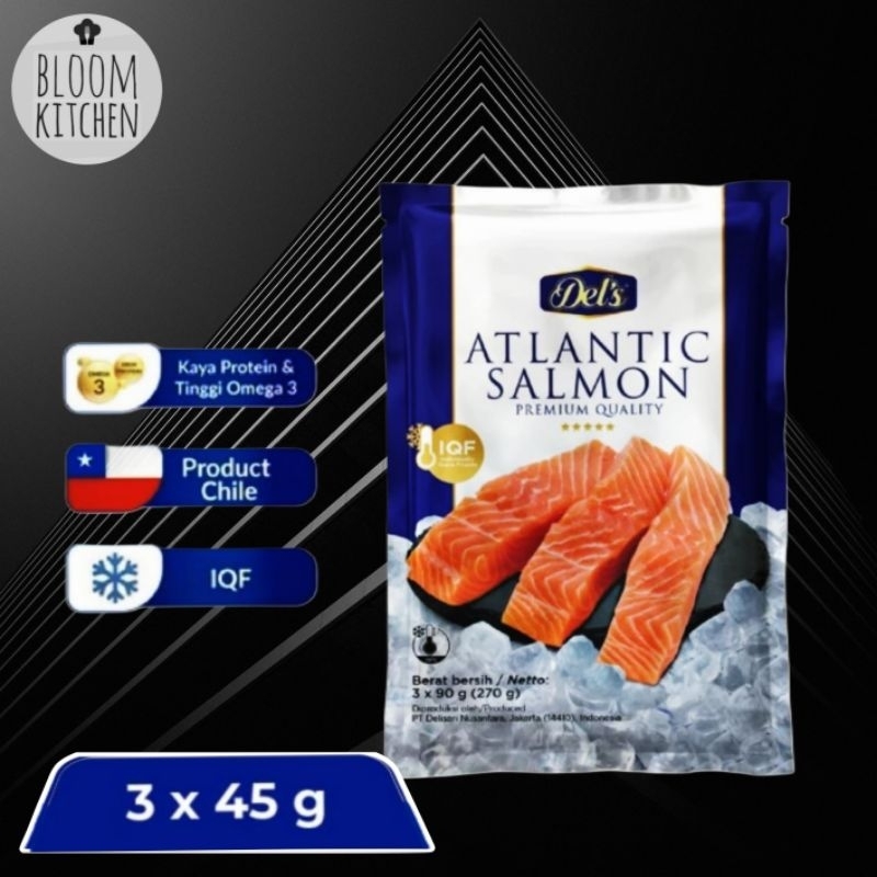 

SALMON ATLANTIC FILLET PORTION FROZEN 135 gram / SALMON PREMIUM QUALITY (3 x 45Gram)