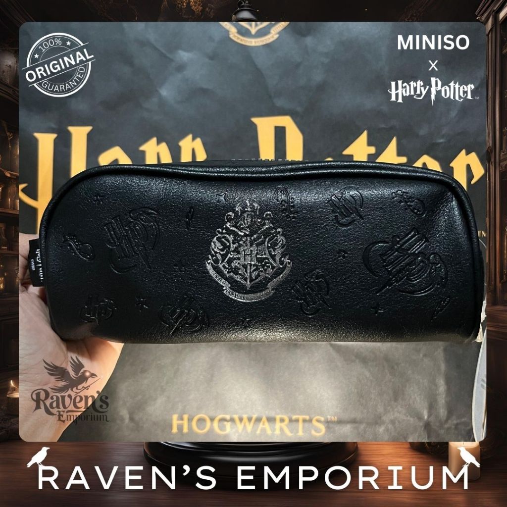 

Miniso x Harry Potter Tempat Pensil Silver Embroidery Stationery Pencil Case School Supplies Black