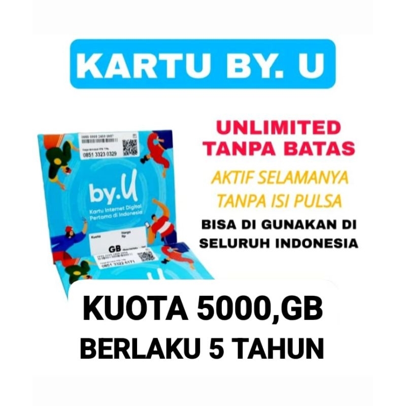 Kartu Perdana BY.U 5000 GB Full Unlimited Kuota Tanpa Batas Selama 5 Tahun