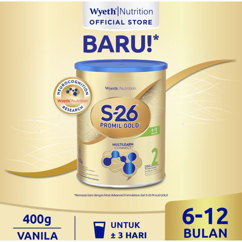 KHUSUS BATAM S-26 Procal Gold Tahap 2 Vanila Susu Pertumbuhan Anak Usia 6-12 Bulan Kaleng 400 g S 26
