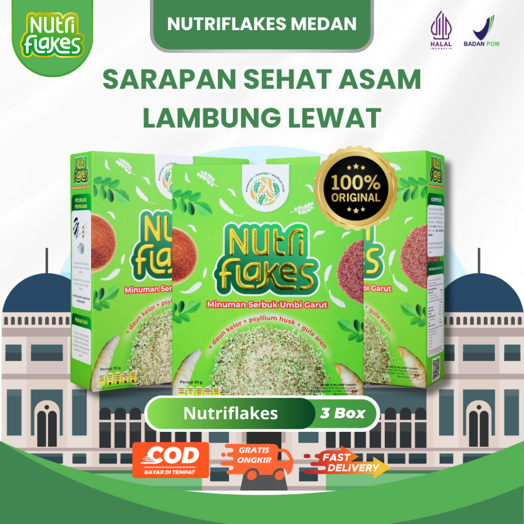 

Nutriflakes - Sereal Umbi Garut Mengatasi Asam Lambung Original 3 Box