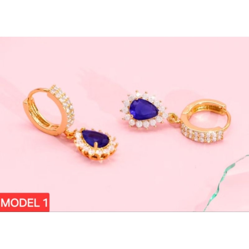 Anting permata emas muda kadar 15% (CEK BERAT DI VARIASI)