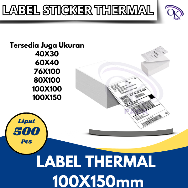 

Label Barcode Direct Thermal 100 X 150 mm 100x150 4x6" isi 500pcs ukuran A6