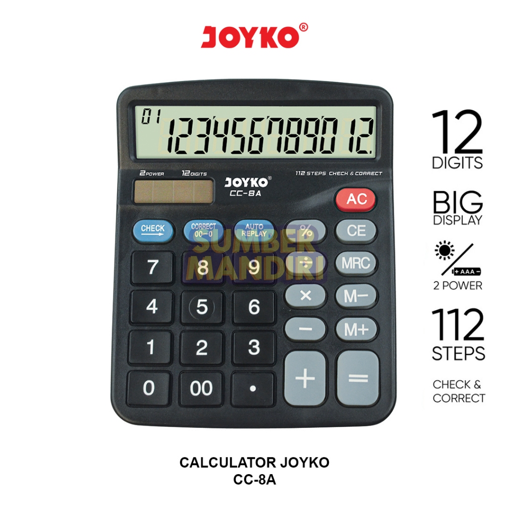 

Calculator Kalkulator JOYKO CC-8A 12 Digits [1 PCS]