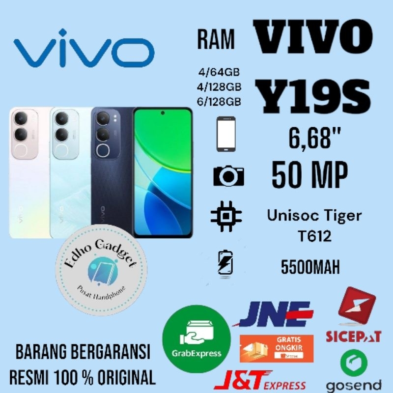 Vivo Y19s ram 4/ 64gb ram 4/ 128gb ram 6/ 128gb bergaransi resmi Vivo Store 12 bulan masa garansi