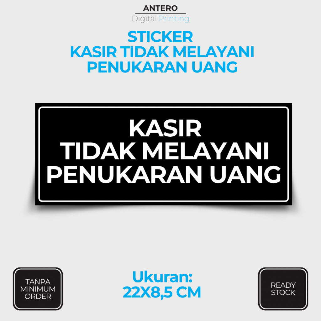 

STIKER TIDAK MELAYANI PENUKARAN UANG | STIKER PETUNJUK TIDAK MELAYANI PENUKARAN UANG | STIKER VINYL TAHAN AIR
