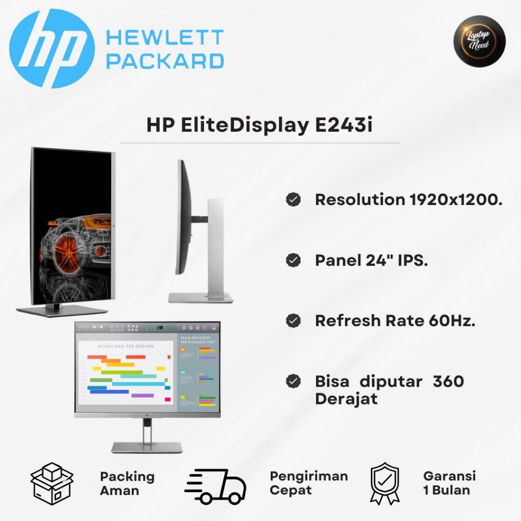 Monitor HP EliteDisplay E243i 24Inch IPS Layar Tipis Frameless Bergaransi