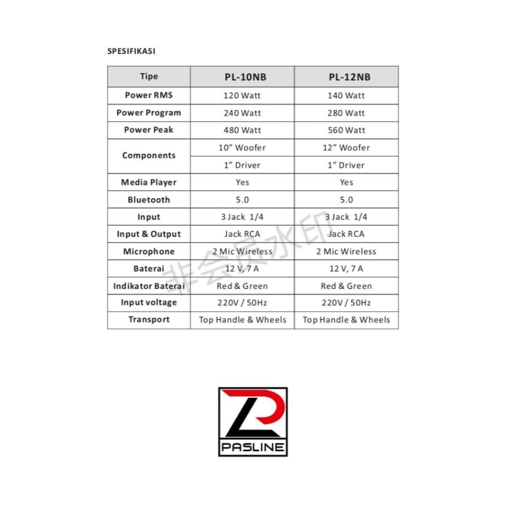 Pasline PL 10 NB | Pasline PL10NB | Pasline PL 10NB | Pasline PL-10 NB Speaker Portable Original