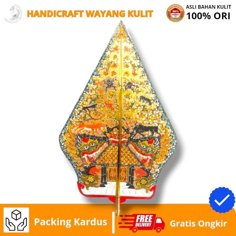 HANDICRAFT WAYANG KULIT | Wayang Kulit Gunungan Emas Grenjeng Gapit Sungu Ukuran Standar Dalang