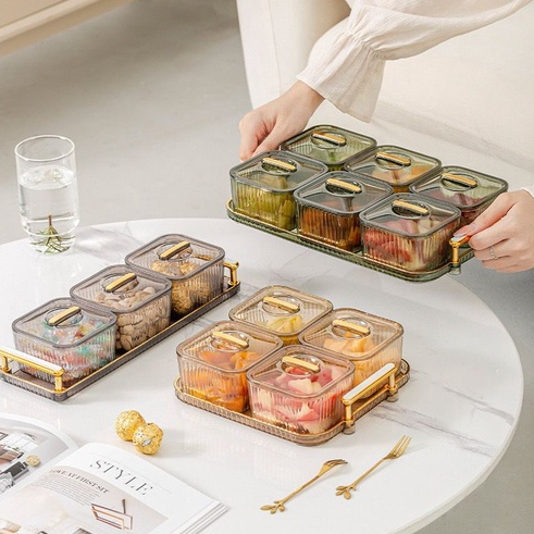 GSB - GTP8013 -6 SEKAT- Toples Snack & Cemilan / Tray Set Wadah Makanan+Nampan Toples Lebaran / Cand