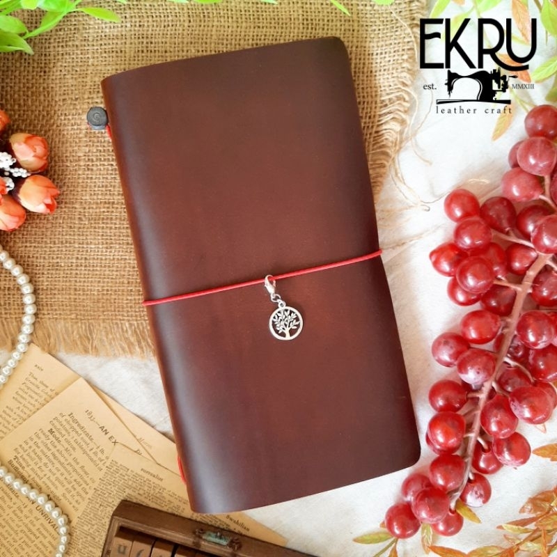 

REGULAR - DEEP BROWN MAROON - GENUINE LEATHER COVER TRAVELERS NOTEBOOK