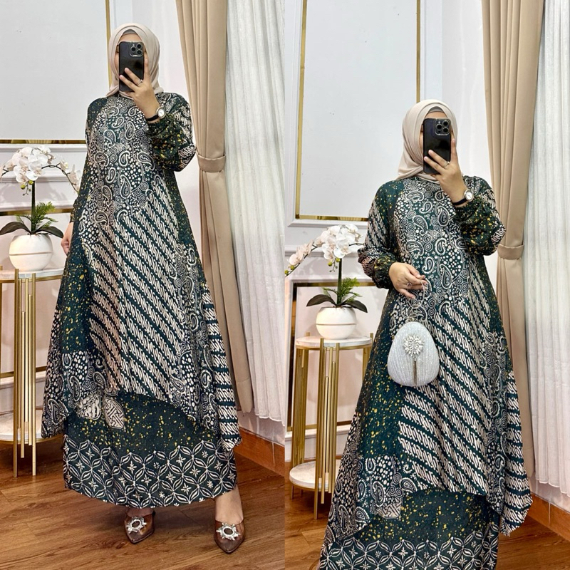 R QUEEN BATIK VISCOSE WANITA BAHAN DOBBY STELAN BATIK WANITA MODERN 2025 STELAN BATIK KONDANGAN ELEG