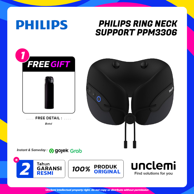 Philips PPM3306 massage Pijat Leher Punggung 360 ° Ring neck support