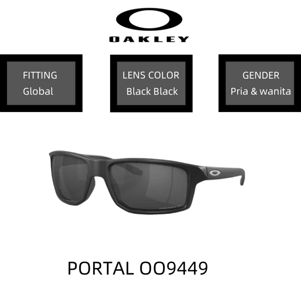 【100%Original】Kacamata Hitam Oakley Original Sunglasses PORTAL OO9449 Polished Black/Wanita & Pria