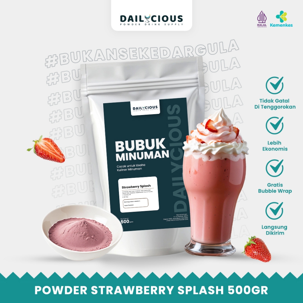 

Bubuk Minuman Strawberry Splash 500 gram - Powder Strawberry Splash 500 gram
