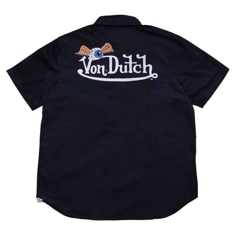 VonDutch WorkShirt Original - Kemeja Pria Lengan Pendek Black mata