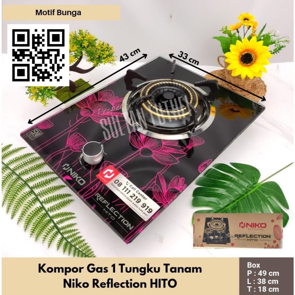 Kompor Gas 1 Tungku Tanam Niko Reflection HITO