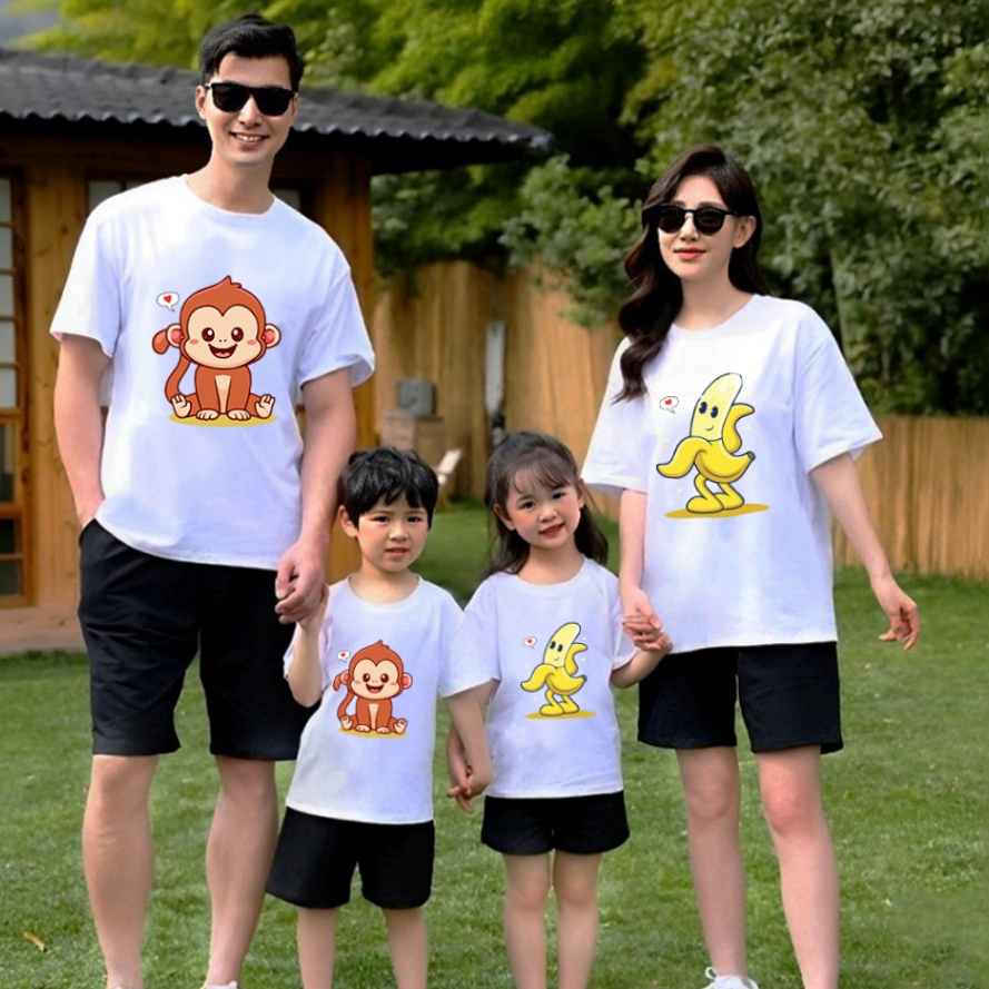 WSF Kaos Couple Keluarga MONKEY BANANA COUPLE  Kaos Couple Keluarga Lucu Kaos Pasangan Kaos Keluarga