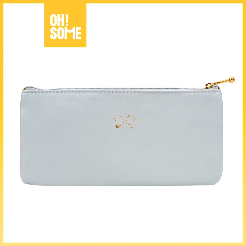 

OHSOME - Fanz Studio Leather Pen Case Tempat Pensil Dengan Icon Kucing Warna Hijau/Pink