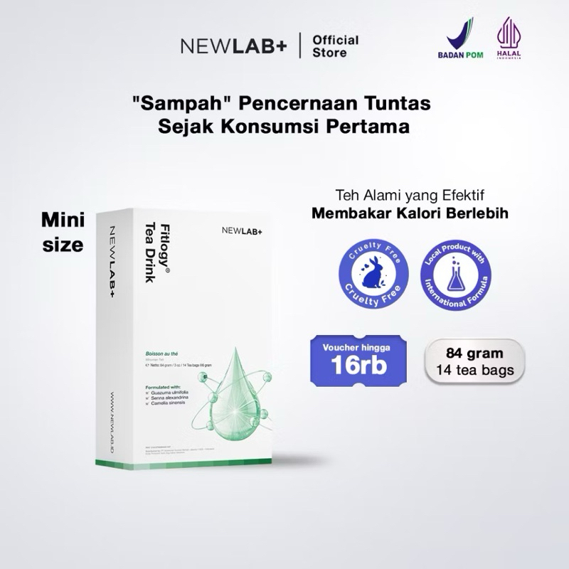 

NEWLAB FITOLOGY TEA DRINK teh pembakar kalori mini size 84gr