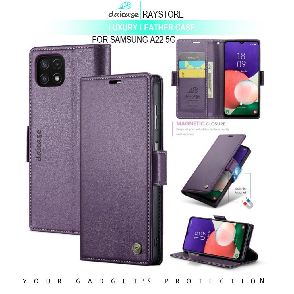 SAMSUNG A22 5G FLIP LEATHER CASE PREMIUM-FLIP WALLET CASE UNTUK SAMSUNG A22 5G