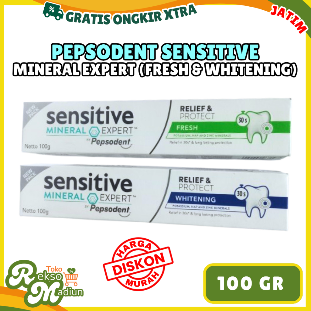 PEPSODENT SENSITIVE Mineral Expert 100 gr - Whitening & Fresh Pasta Gigi Odol Sensitif Biru Hijau