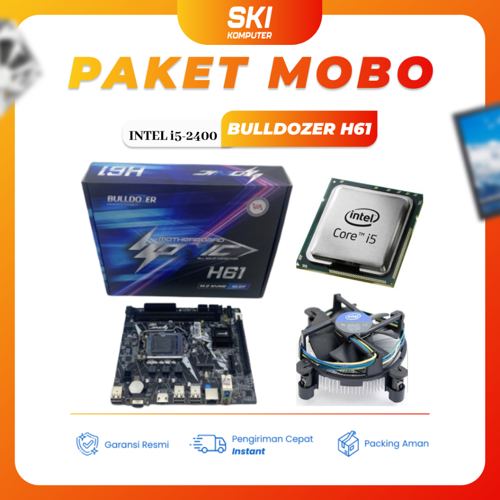 Paket Mobo Motherboard Bulldozer H61 Intel Core I5 2400 / 2500 Fan Processor