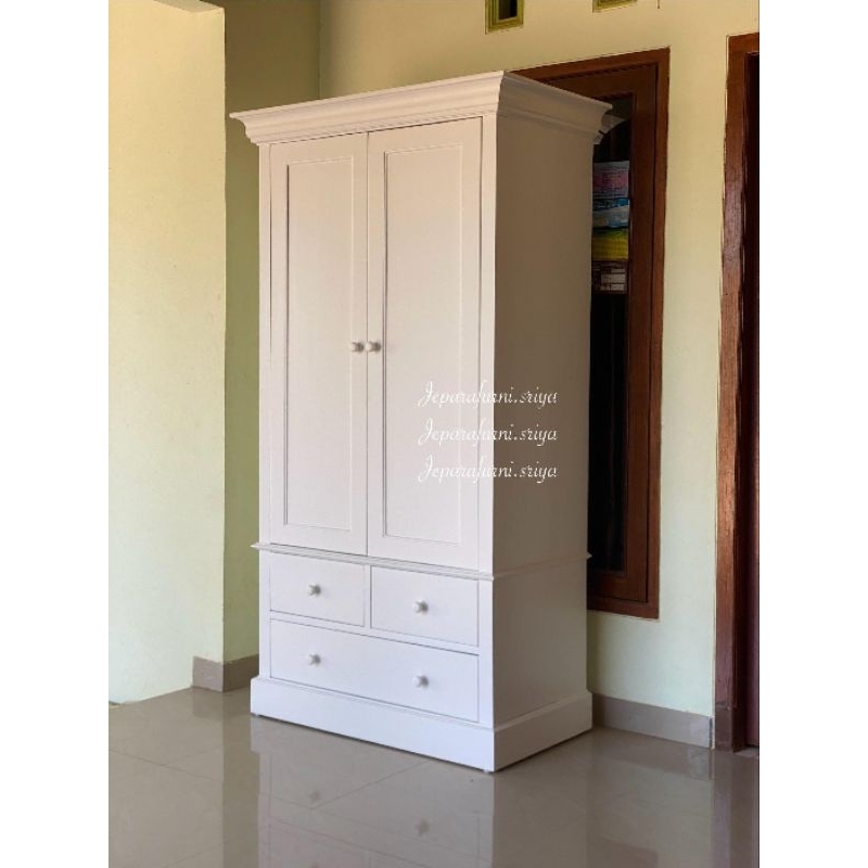 Lemari Baju 2 Pintu Jati Jepara I Almari Baju 2 Pintu Jati Jepara I Wardrobe Jati