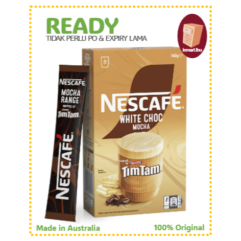 

Nescafe White Chocolate Mocha Tim Tam Coffee Sachets 8 pack - Kopi White Coklat Moca Nescafe - 100% ORIGINAL Australia - BARANG READY DIKIRIM