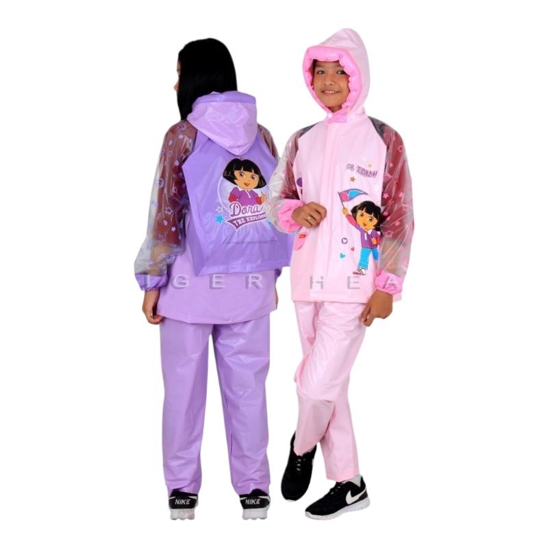 Jas Hujan Anak Setelan Backpack Tiger Head 68404 Dora
