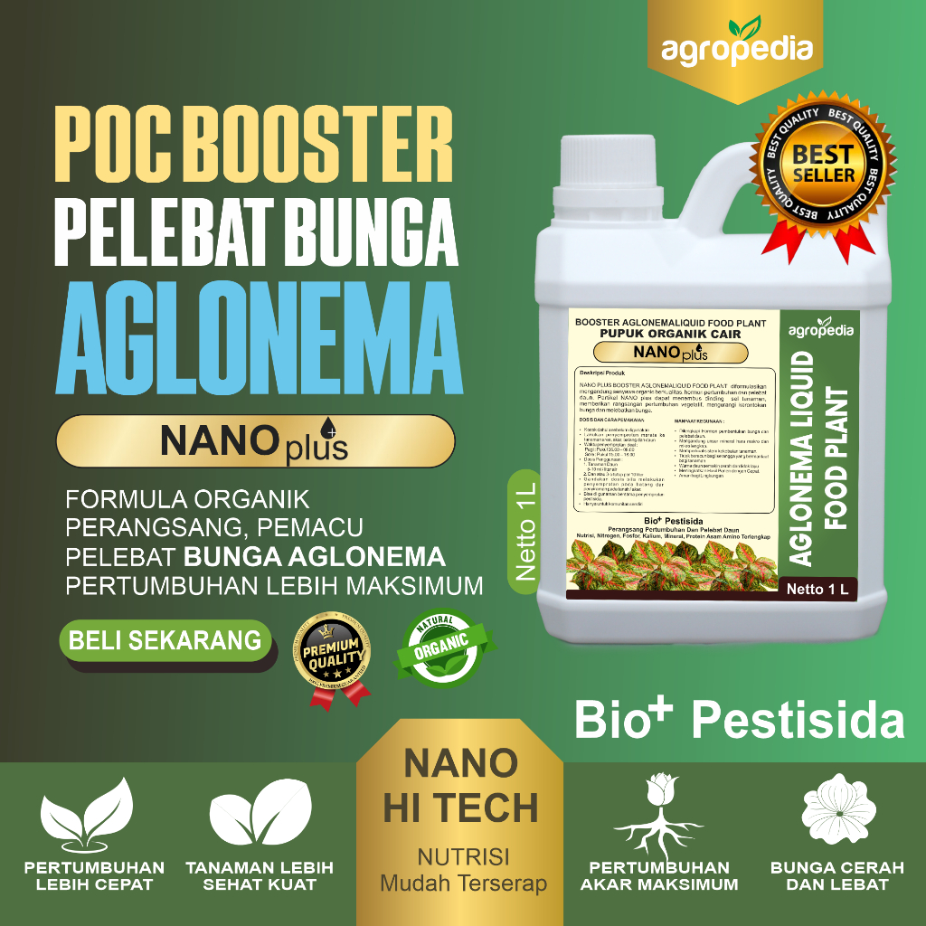 NANOplus Pupuk BOOSTER Tanaman Aglonema, Suplemen Pupuk Cair Tanaman Aglonema, Pupuk Pelebat Tanaman