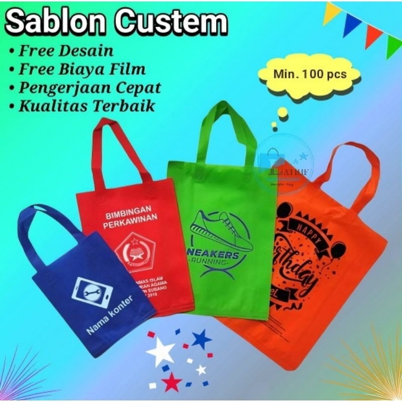 

Tas Spunbond Sablon Tas Box Dus Tas Hajatan ( Harga 1 Tas+Sablon )